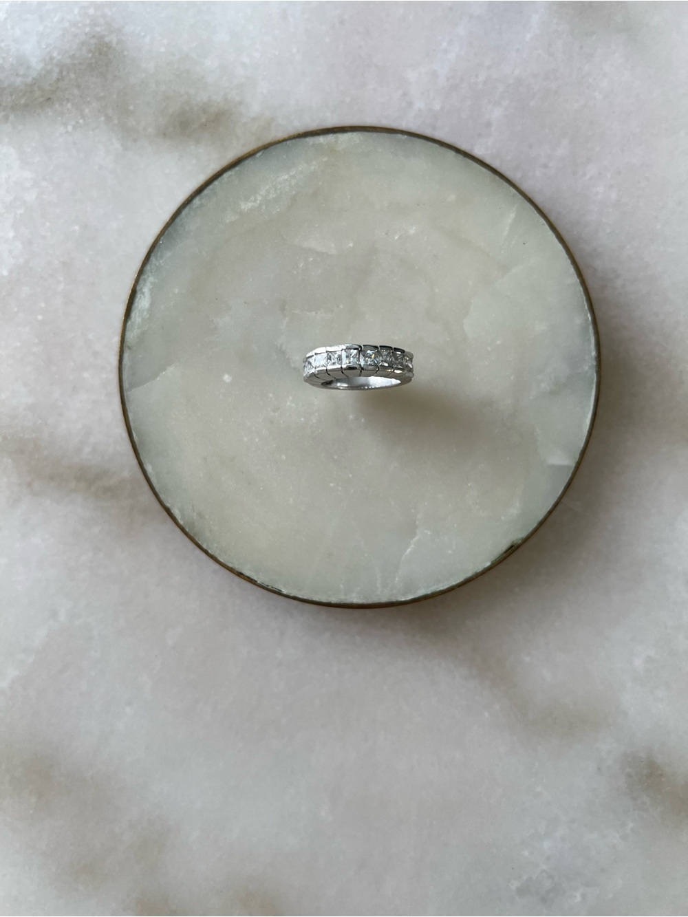 925 Sterling Silver & White Topaz ring (size 5.5)
